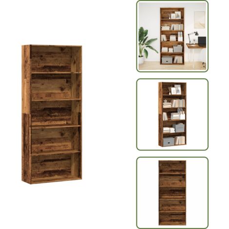 The Living Store Libreria Legno Antico 80x30x189 cm in Legno Multistrato - Libreria multistrato