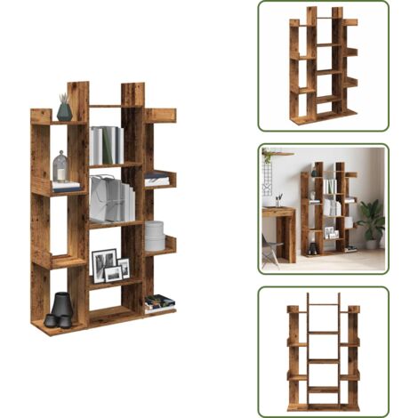 The Living Store Libreria Legno Antico 86x25,5x140 cm in Legno Multistrato - Scaffale per libri