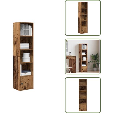 The Living Store Libreria Legno Vecchio 31x24x127 cm in Legno Multistrato - Libreria antica