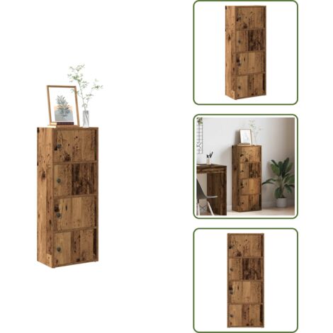 The Living Store Libreria Legno Vecchio 40x24x102 cm in Legno Multistrato - Libreria antica