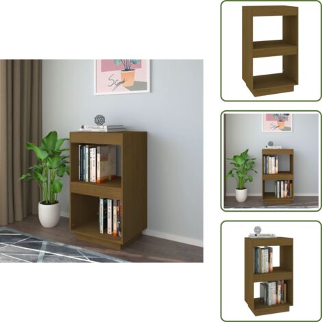 The Living Store Libreria Marrone Ambra 40x35x71 cm in Legno Massello di Pino - Libreria marrone ambra