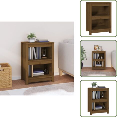 The Living Store Libreria Marrone ambra 50x35x68 cm in Legno Massello di Pino - Scaffalatura in legno