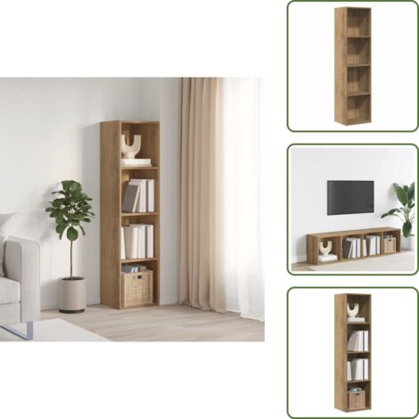 The Living Store Libreria/Mobile TV Rovere Artigianale 36x30x143 cm Truciolato - Armadio tv