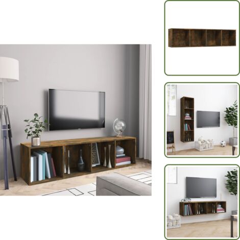 The Living Store Libreria/Mobile TV Rovere Fumo 143x30x36cm in Legno Multistrato - Libreria mobile