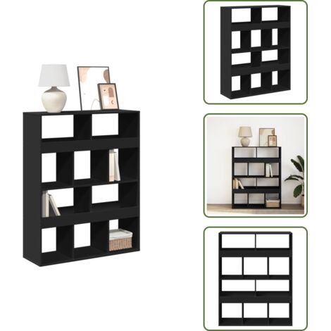 The Living Store Libreria Nera 100x33x125,5 cm in Legno Multistrato - Libreria nera