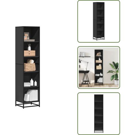 The Living Store Libreria Nera 40x35x170,5 cm in Legno Multistrato - Libreria nera