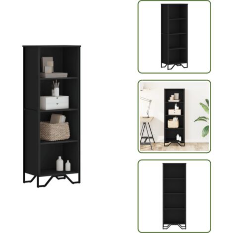 The Living Store Libreria Nera 50x31x137,5 cm in Truciolato - Libreria nera