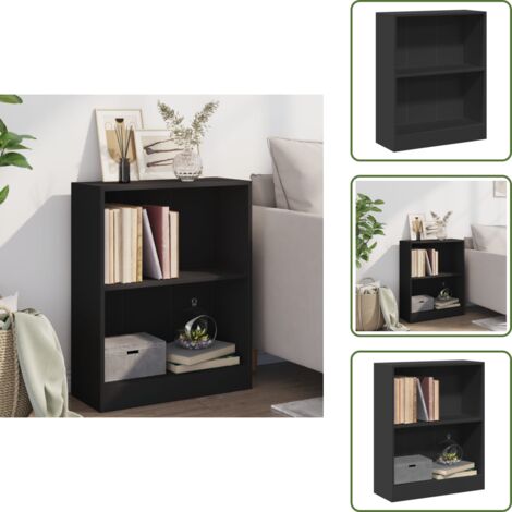 The Living Store Libreria Nera 60x24x76 cm in Legno Multistrato - Libreria nera
