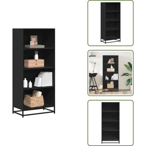 The Living Store Libreria Nera 60x35x139 cm in Truciolato - Libreria nera