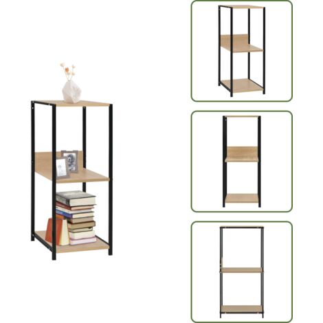 The Living Store Libreria Piccola Dritta Nera Rovere 33,5x39,6x79,7 Multistrato - Scaffale