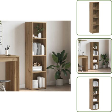 The Living Store Libreria Rovere Artigianale 36x30x143 cm Legno Multistrato - Libreria a 4 ripiani