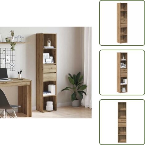 The Living Store Libreria Rovere Artigianale 36x30x171 cm Legno Multistrato - Libreria moderna