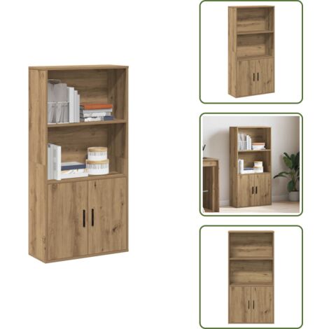 The Living Store Libreria Rovere Artigianale 60x24x120 cm in Truciolato - Libreria per libri