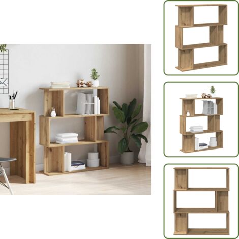 The Living Store Libreria Rovere Artigianale 80x24x96 cm Legno Multistrato - Libreria a 3 ripiani