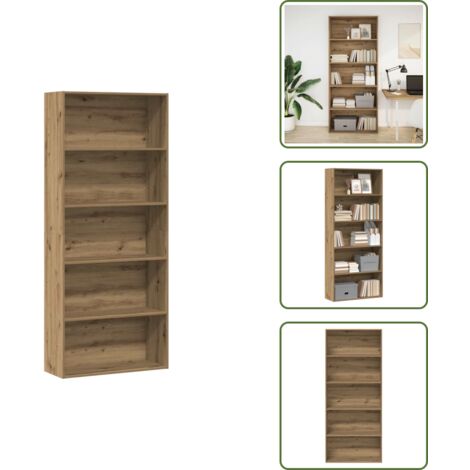 The Living Store Libreria Rovere Artigianale 80x30x189 cm in Legno Multistrato - Libreria multistrato