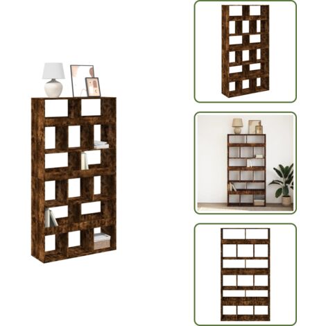 The Living Store Libreria Rovere Fumo 100x33x187,5 cm in Truciolato - Libreria con 15 scomparti