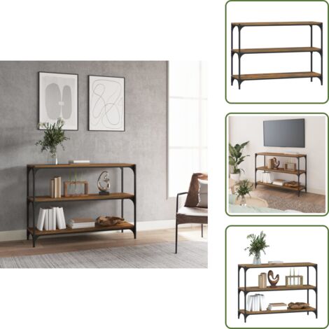 The Living Store Libreria rovere fumo 100x33x70,5 cm Legno Multistrato e Acciaio - Scaffale in acciaio