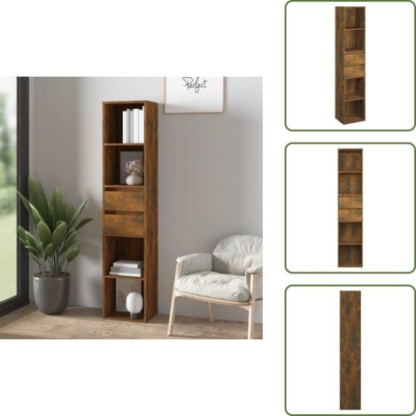 The Living Store Libreria Rovere Fumo 36x30x171 cm in Legno Multistrato - Libreria moderna