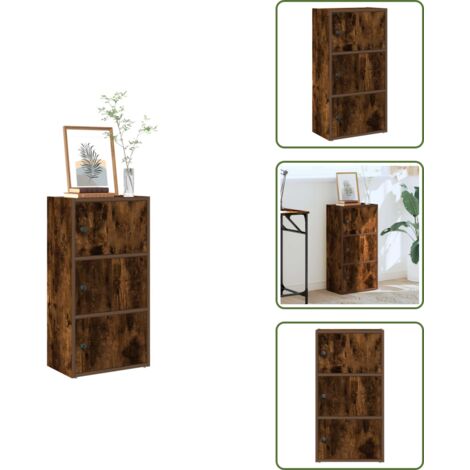 The Living Store Libreria Rovere Fumo 40x24x77 cm in Legno Multistrato - Armadio con ante