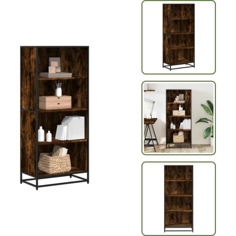 The Living Store Libreria Rovere Fumo 60x35x139 cm in Truciolato - Scaffale portaoggetti