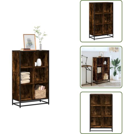The Living Store Libreria Rovere Fumo 65,5x33x107,5 cm in Legno Multistrato - Libreria moderna