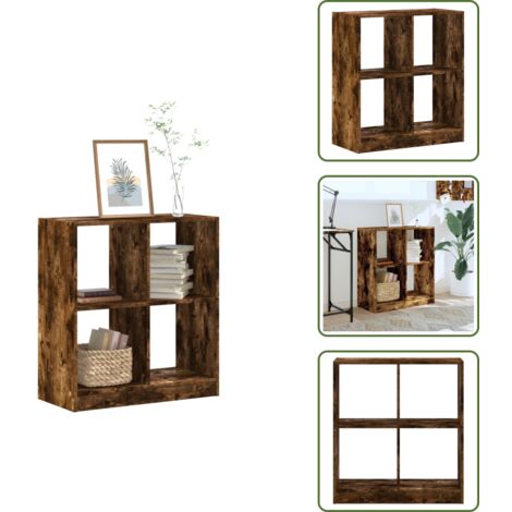 The Living Store Libreria Rovere Fumo 68,5x32x75 cm in Legno Multistrato - Scaffale in legno multistrato