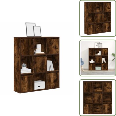 The Living Store Libreria Rovere Fumo 89x24x101,5 cm in Legno Multistrato - Libreria con porta