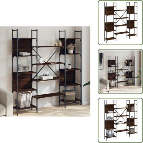 The Living Store Libreria Rovere Marrone 155,5x24x166,5 cm in Legno Multistrato - Scaffale
