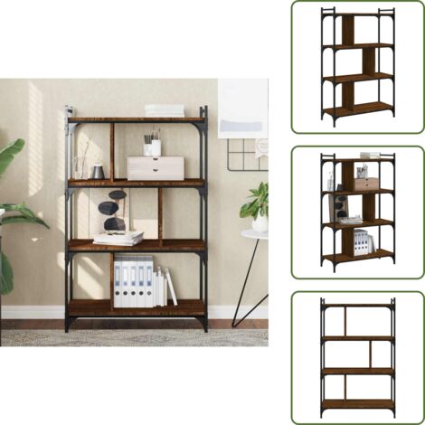 The Living Store Libreria Rovere Marrone 4 Ripiani 76x32x123cm Legno Multistrato - Libreria marrone