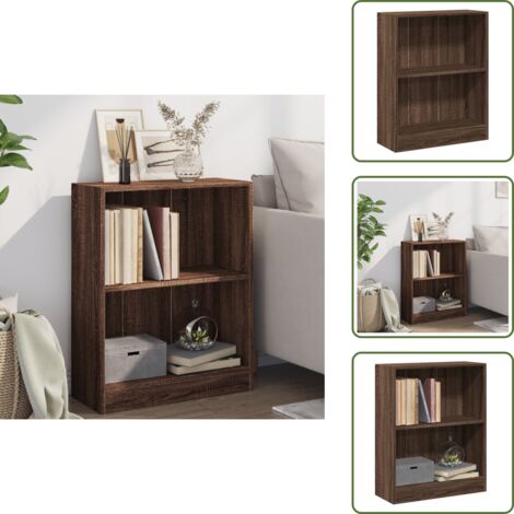 The Living Store Libreria Rovere Marrone 60x24x76 cm in Legno Multistrato - Libreria a due livelli