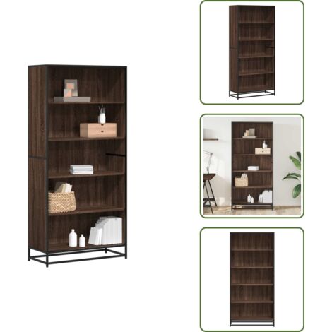 The Living Store Libreria Rovere Marrone 80,5x35x170,5 cm in Truciolato - Scaffale in metallo
