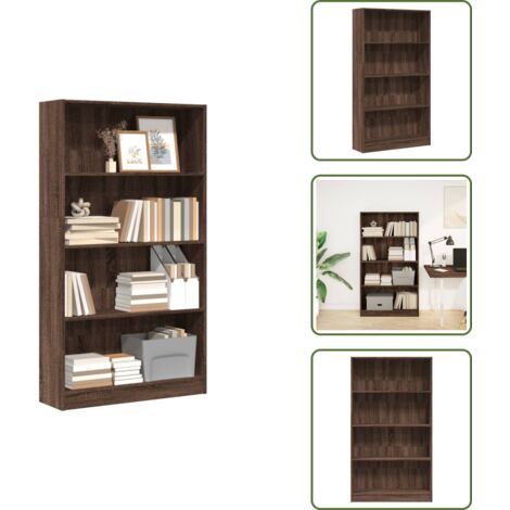 The Living Store Libreria Rovere Marrone 80x24x143 cm in Legno Multistrato - Libreria marrone