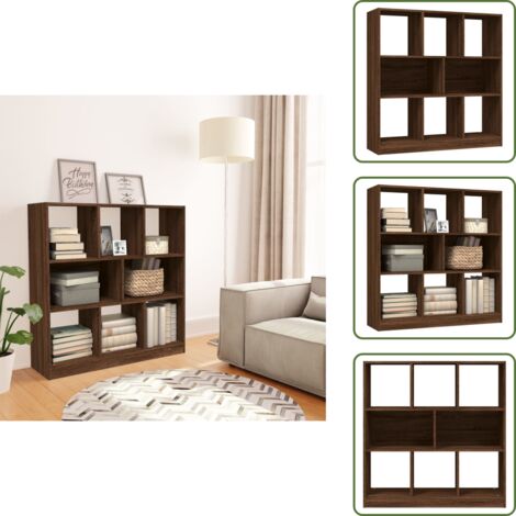 The Living Store Libreria Rovere Marrone 97,5x29,5x100 cm in Legno Multistrato - Libreria marrone