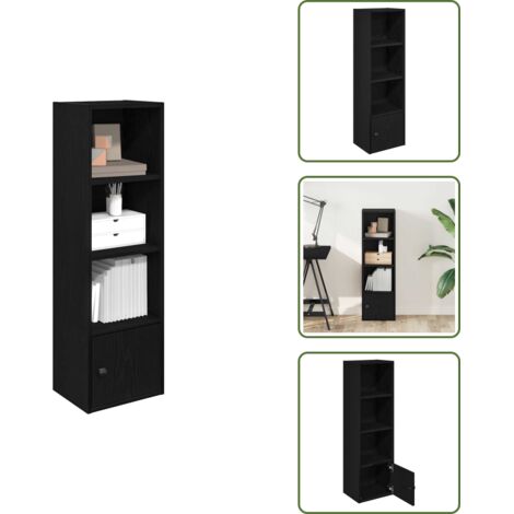 The Living Store Libreria Rovere Nero 31x24x102 cm in Legno Multistrato - Libreria con ripiani