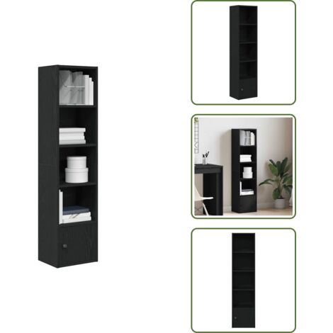The Living Store Libreria Rovere Nero 31x24x127 cm in Legno Multistrato - Libreria con ripiani