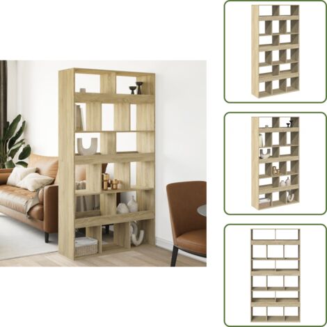 The Living Store Libreria Rovere Sonoma 100x33x187,5 cm in Truciolato - Libreria in truciolato