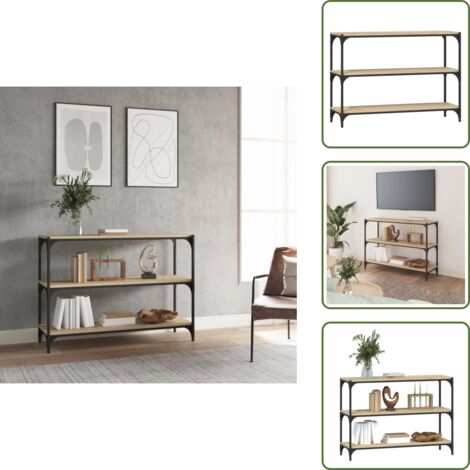 The Living Store Libreria Rovere Sonoma 100x33x70,5cm Legno Multistrato Acciaio - Scaffale in acciaio