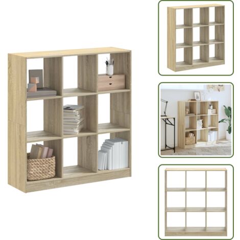 The Living Store Libreria Rovere Sonoma 102x32x108 cm in Legno Multistrato - Libreria in legno multistrato