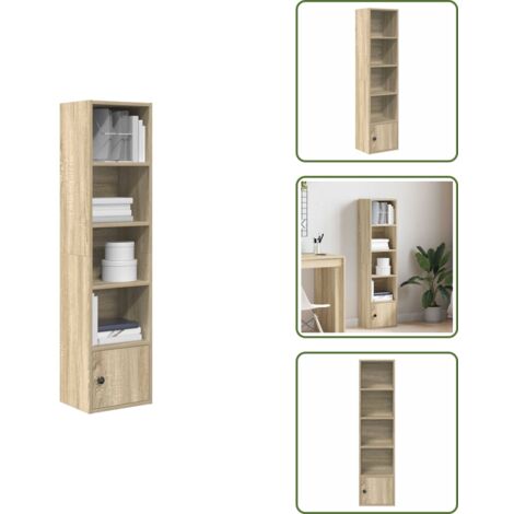The Living Store Libreria Rovere Sonoma 31x24x127 cm in Legno Multistrato - Armadio per libri