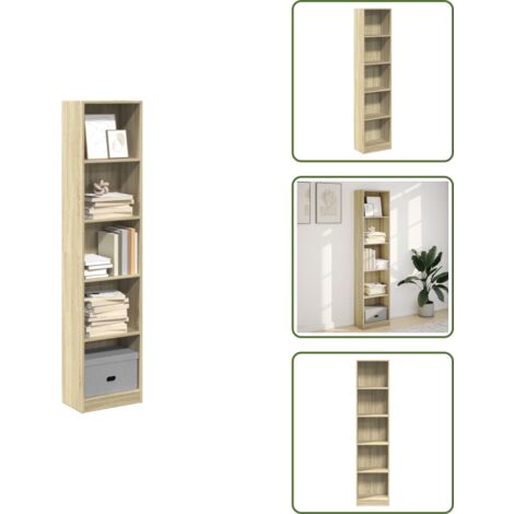The Living Store Libreria Rovere Sonoma 40x24x176 cm in Legno Multistrato - Libreria multistrato