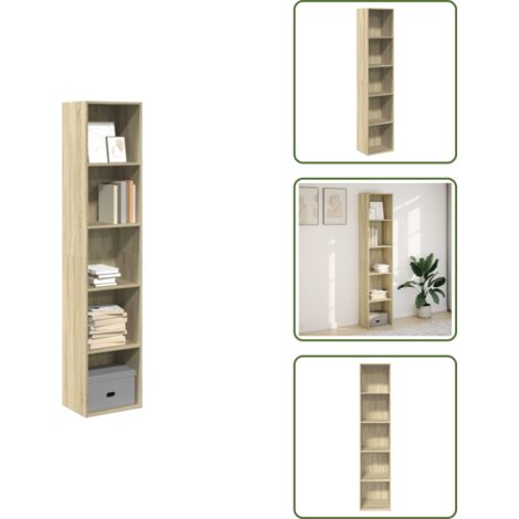 The Living Store Libreria Rovere Sonoma 40x30x189 cm in Legno Multistrato - Libreria multistrato