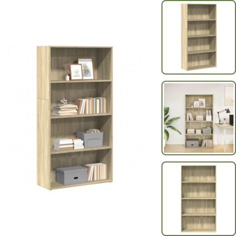 The Living Store Libreria Rovere Sonoma 80x30x152 cm in Legno Multistrato - Libreria multistrato
