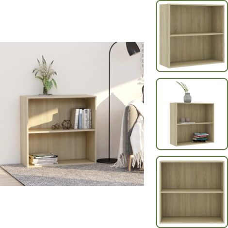 The Living Store Libreria Rovere Sonoma 80x30x76,5 cm in Legno Multistrato - Libreria a 2 livelli