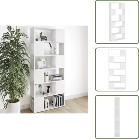 The Living Store Librería separador madera contrachapada blanco 80x24x186 cm - Estantería de madera