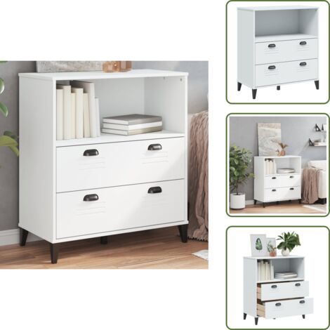 The Living Store Libreria VIKEN Bianca 80x40x80 cm in Legno Multistrato - Libreria industriale