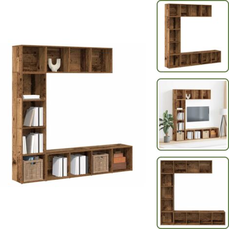 The Living Store Librerie 3 pz Legno Antico in Legno Multistrato - Armadietto in legno