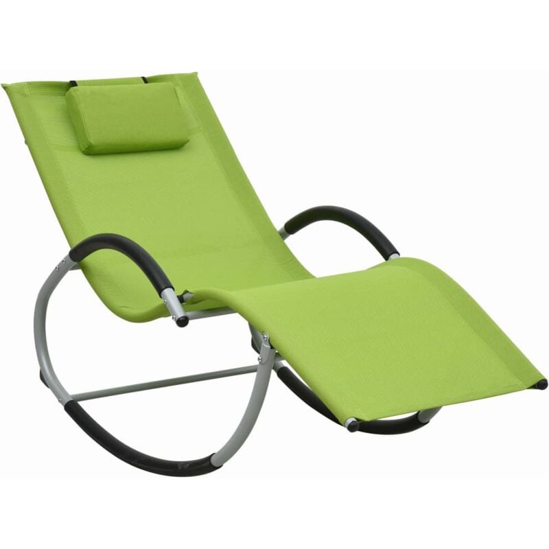 The Living Store - Chaise longue avec oreiller Vert Textilène Vert