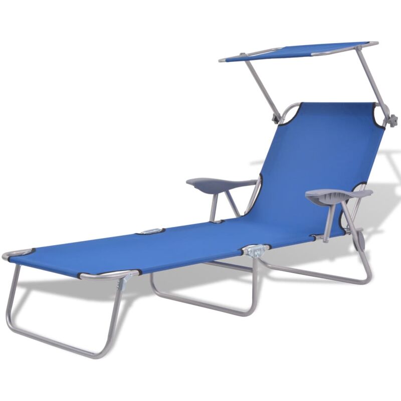 The Living Store - Chaise longue avec auvent Acier Bleu Bleu