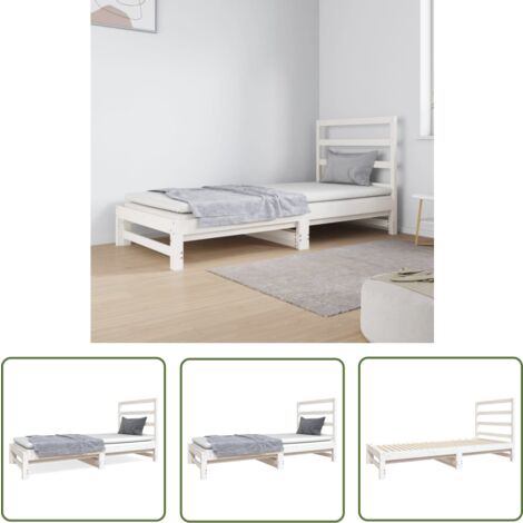 The Living Store Lit coulissant sans matelas blanc 2x(90x190) cm - Lit Convertible - Canapé Lit - Lit De Jour - Meuble Multifonction - Lit Design