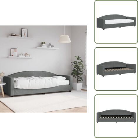The Living Store Lit de jour avec matelas gris foncé 80x200 cm tissu - Canapé Convertible - Lit Deux Places - Lit Invité - Literie - Mobilier Salle Séjour